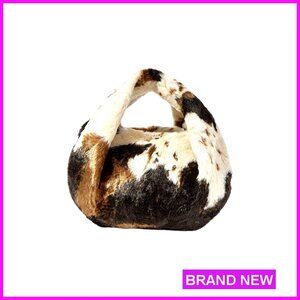 Faux Fur Top Handle Satchel Y2K Cute Animal Print Handbag Purse